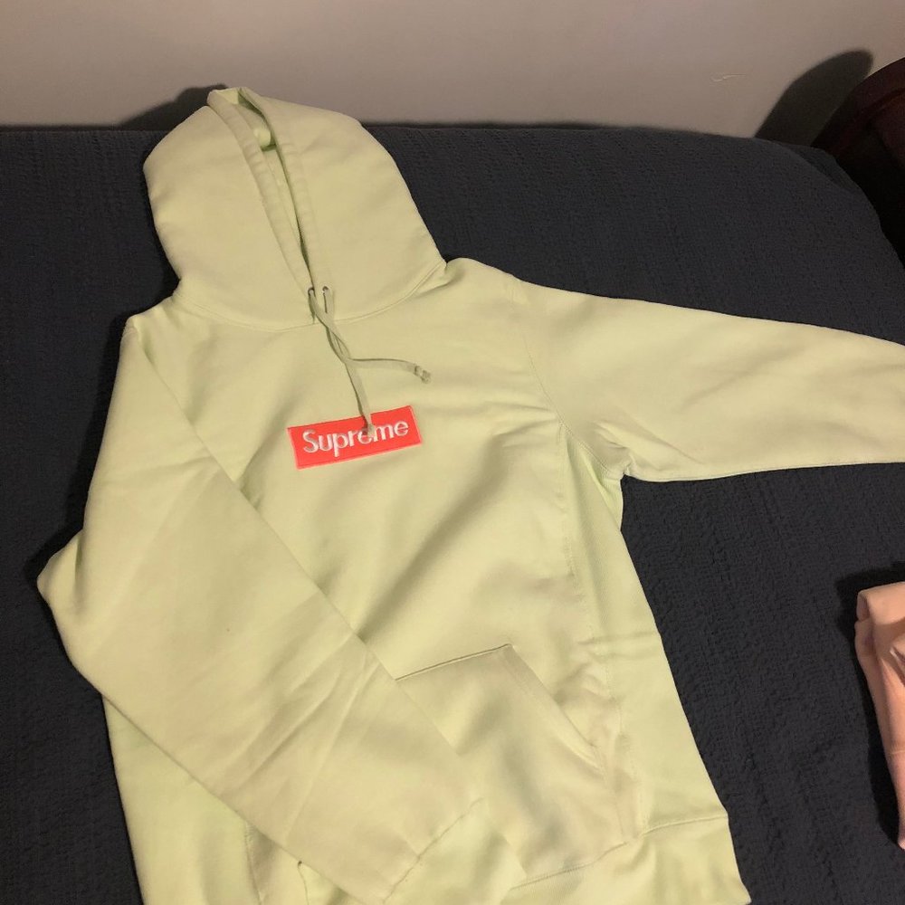 Pale Lime Supreme box logo hoodie
